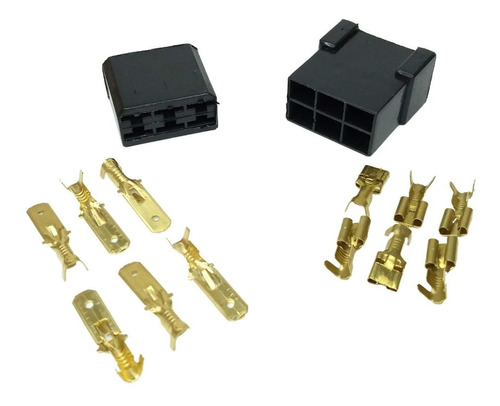 Conjunto Conector 6 Vias Com Terminais 6,3mm (macho E Fêmea)