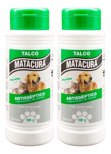 Talco Cães Antisséptico Matacura 100g (kit 2 Unidades)