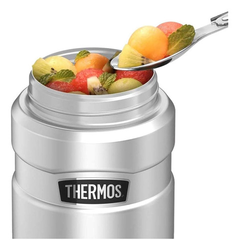 Tarro Comida Acero Inoxidable Cuchara Diseño Underdog Azul