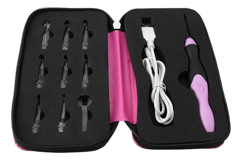 Juego De Ganchillos De Ganchillo Con Led, 9 En 1, Recargable