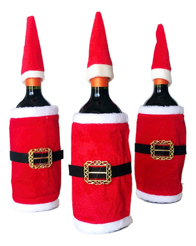 Set X 3 Funda Para Botella De Vino Adorno Navidad 