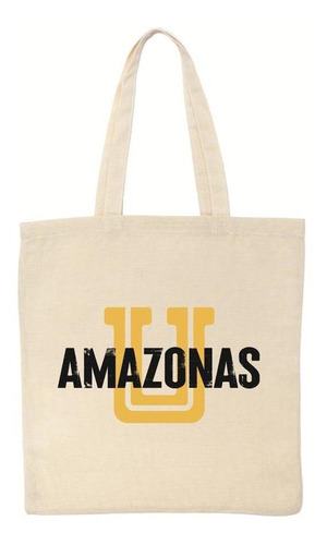 Bolsa Tote Tigres Amazonas Uanl Color Beige Diseño de la tela Liso