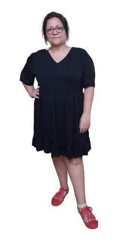 Imagen 3 de 7 de Vestido Escote V Comodo Y Elegante Talles Grandes Especiales