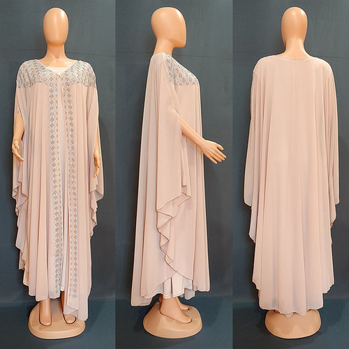 Vestido Tipo Caftán Para Mujer, Con Pedrería, Dashiki Abaya