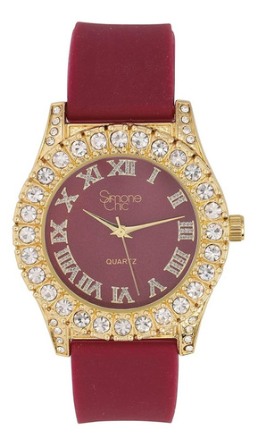 Reloj Mujer Simone Chic St10357la G Cuarzo Pulso Rojo En