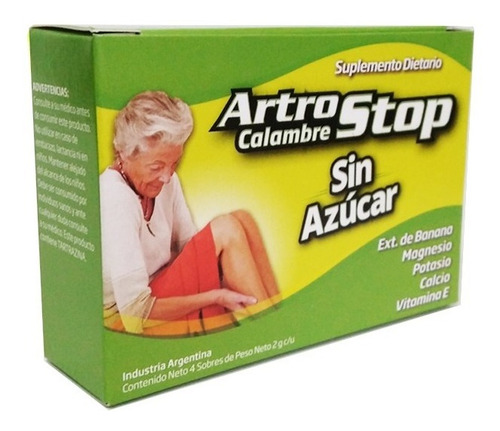 Imagen 1 de 3 de Artrostop Calambres Sin Azúcar. Estuche X 4 Sob. De Fábrica.