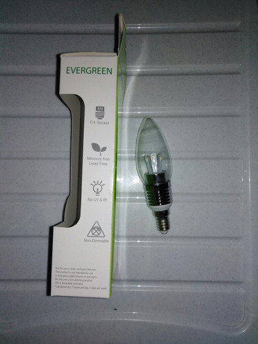Foco Vela Led 3.5w=25w Clara 220v 6500k Base E14 Evergreen