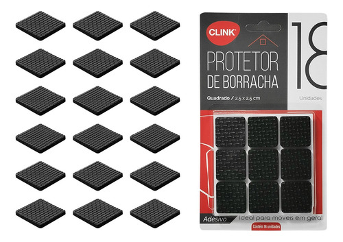 Kit 18 Protetores Autoadesivos Quadrado Emborrachado Móveis