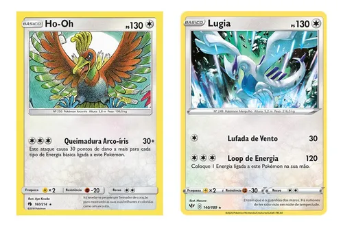 Cartas Pokemon Lendarios Ho-Oh e Lugia brilhantes