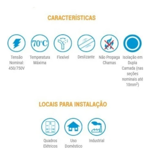 Cabo Flexível Fio Elétrico 2,5mm Sil Cores Com 30 Metros