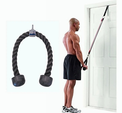 Imagen 2 de 10 de Cuerda Soga Para Triceps, Biceps Polea Mancuernas Fitness