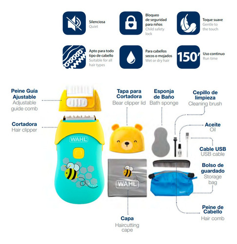 Cortadora De Pelo Suave P/ Niños Wahl Bee Baby Clipper