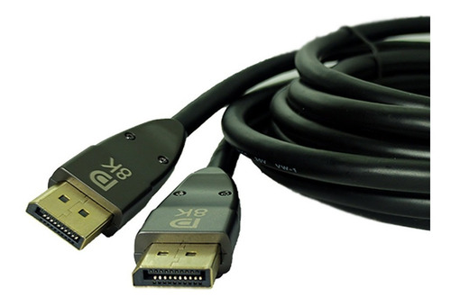 Imagem 3 de 4 de Cabo Displayport 1.4 Macho X Macho Plugs Ouro De 7 Metros