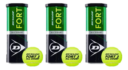 Pack 3 Tarros De Pelota De Tenis Dunlop - Fort All Court X3