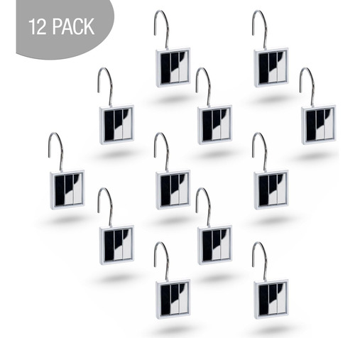 Ganchos De Cortina De Ducha Blancos, Juego De 12 Anillos De