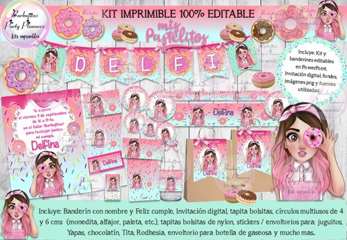 Kit Imprimible Candy Bar Mis Pastelitos 100% Editable