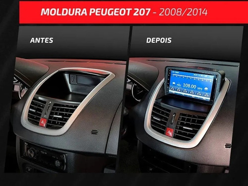 Imagem 7 de 7 de Moldura 2din Peugeot 207 2008 A 2014 - Preta
