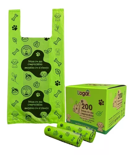 Bolsas Con Asa Compostables Para Desechos De Mascotas