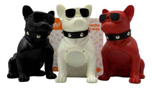 Caixa Som Bluetooth Portátil Formato Bulldog Grande Cachorro Cor Preto