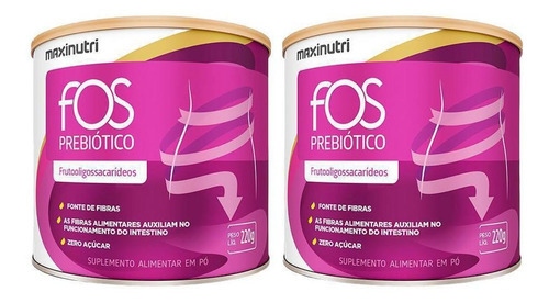 Kit 02 Suplemento Fos Fibra Prebiótica 220g Maxinutri Sabor Neutro