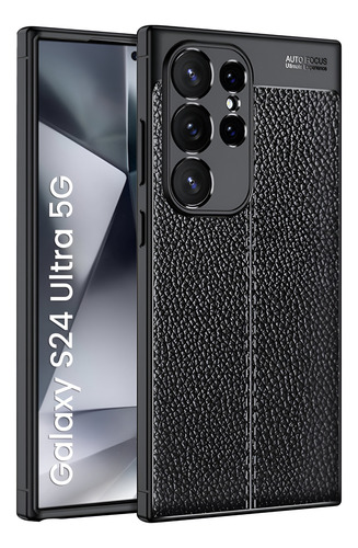 Funda Para Samsung Galaxy S24 Ultra Leather Case Tpu Negro Liso