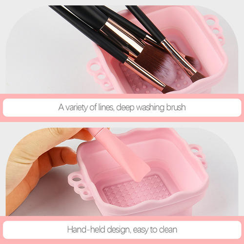 Brochas De Maquillaje Plegables, Cuencos Limpiadores, 2 Unid