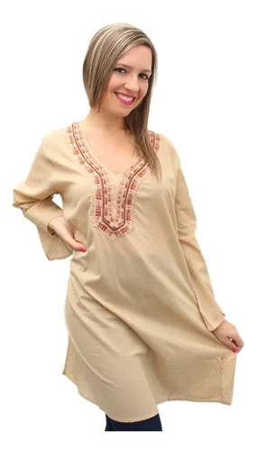 Tunica Kurta Mujer Hindu Y Canutillos C bordado Divina Impor