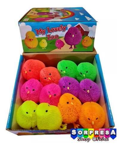 6 Squishy Pollito Luz Led Juguete Fiesta Piñata Bolo Premio