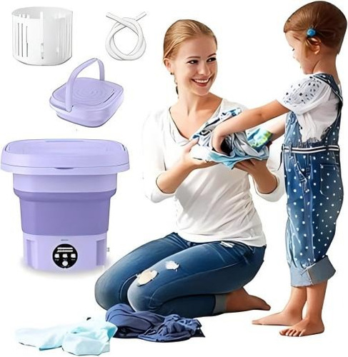 Mini Lavadora Lavadora Plegable Portátil Agitador Para , 8l Color Violeta