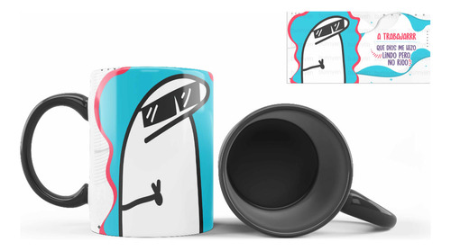 Taza Interior De Color, Flork, A Trabajar, Lindo, 11oz, Meme