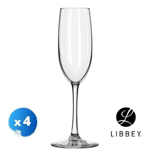 Copa Flauta Champagne - Libbey 170 Ml Vina - X 4 Unidades