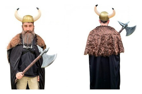 Disfraz Capa De Vikingo Rey Barbaro Con Piel 