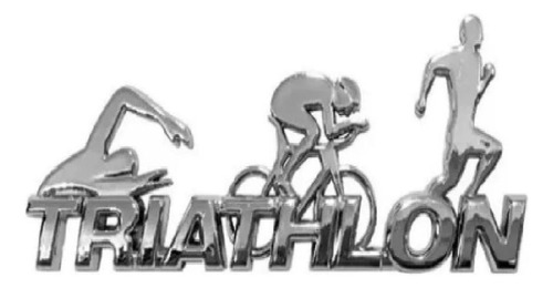 Emblema Adesivo Alto Relevo 3d Triathlon Cromado Cromado