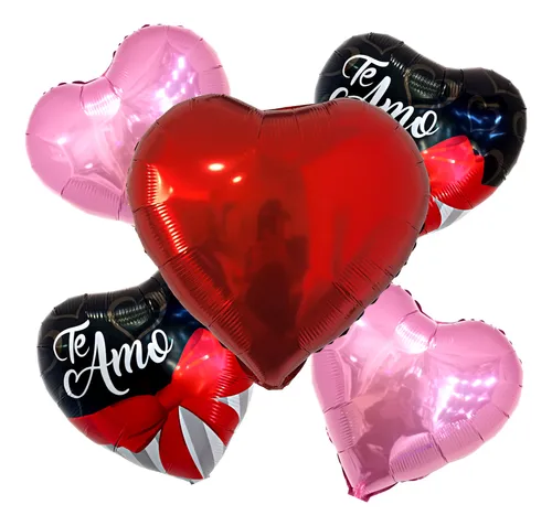 comprar Pack X 5 Globos Metalizados Motivo San Valentin Enamorados