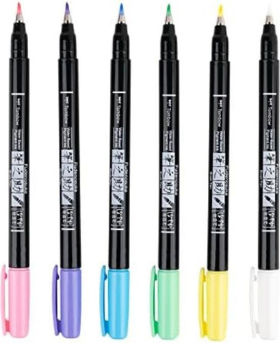 Rotuladores Tombow Fudenosuke, Pastel, Paquete 6