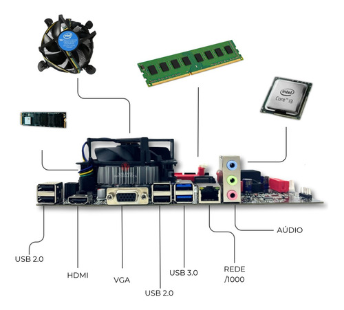 Computador Cpu I3 7ºgeração + H110 + 16gb Ddr4 + Nvme 480gb