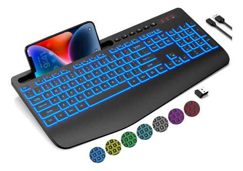 Teclado Inalámbrico Trueque Con 7 Fallas De Color, Reposabra