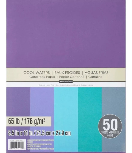 Cartulina Carta Recollections Cool Water 50 Hojas