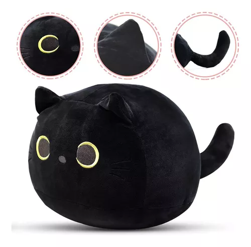pelúcia longo para gatos - Almofada pelúcia para gatos longos, Almofada  macia 45 cm desenho animado gato preto pelúcia para crianças Cucimfew