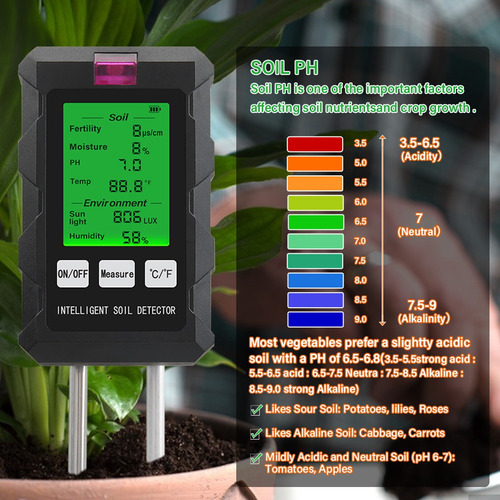 Medidor De Suelo Multifuncional 6 En 1, Temperatura De Ph Y