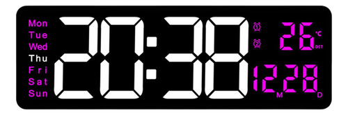. Reloj De Pared Digital, Luz Nocturna Colorida, Control