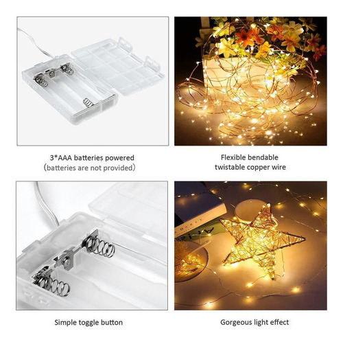 Luces De Hadas Con Pilas Luces Led De Cadena Estrellada 2pcs