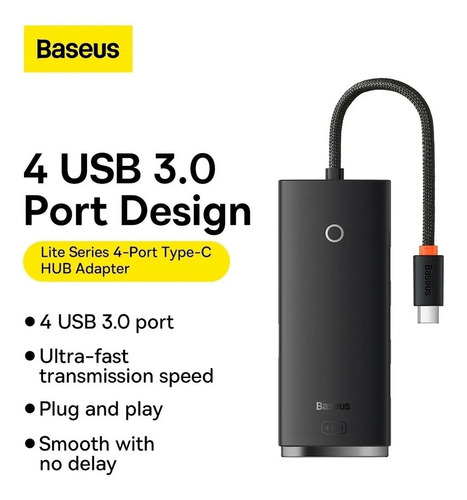 Hub Adaptador Con Conector Usb-c 4 Usb 3.0 Baseus Cable 25cm