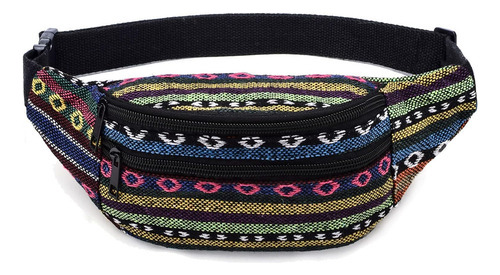 Kayhoma 2 Cremalleras Boho Fanny Pack Stripe Festival Retr 