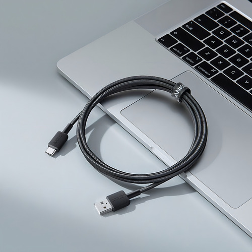 Cable Usb Tipo C Anker 322 Trenzado Nylon 2mt Carga Rápida Color Negro