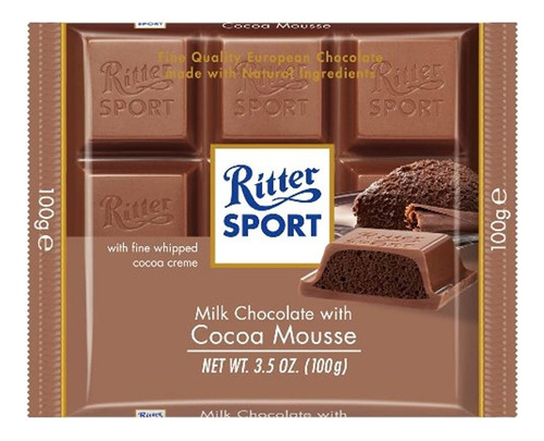 Ritter Sport Leche Mousse De Chocolate Con Cacao, 3.5 Onzas