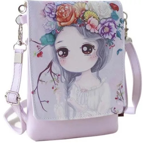 Bolsa De Hombro Porta Celular Color Lila Mujer M2959