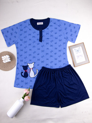 Set 2pzas Pijama De Short Y Playera Mujer Ropa De Dormir