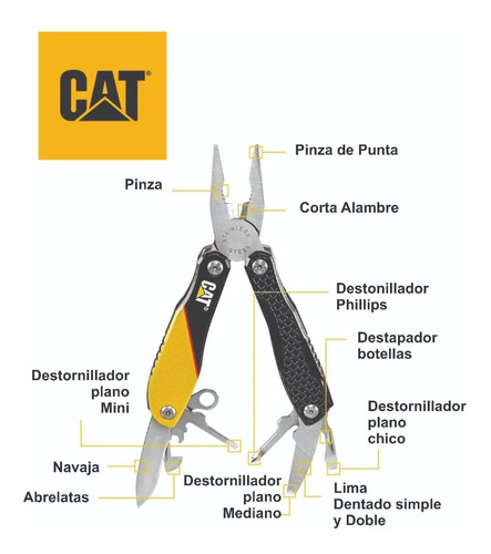 Imagen 2 de 8 de Pinza Cat Caterpillar Multi Herramienta 13 En 1 980057 Inox