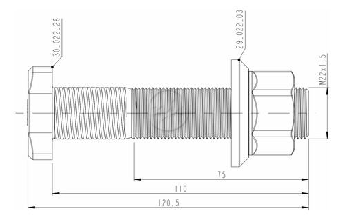 Kit 20 Parafuso Roda M22-1,5x110/120,5 Actros 2653 Ls 2022